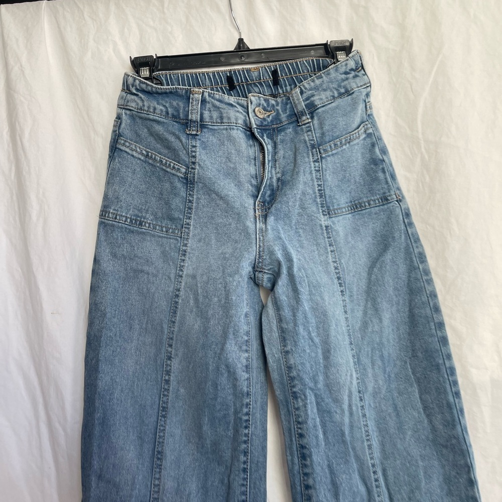 Madden NYC Mid-Rise Loose Fitted Jeans Wide Leg Denim Cargo Utility Size Small - Picture 12 of 16
